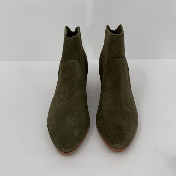 Violet & Red Cupid suede ankle boots olive green shoe bootie heel zipper new 9 - Picture 3 of 6